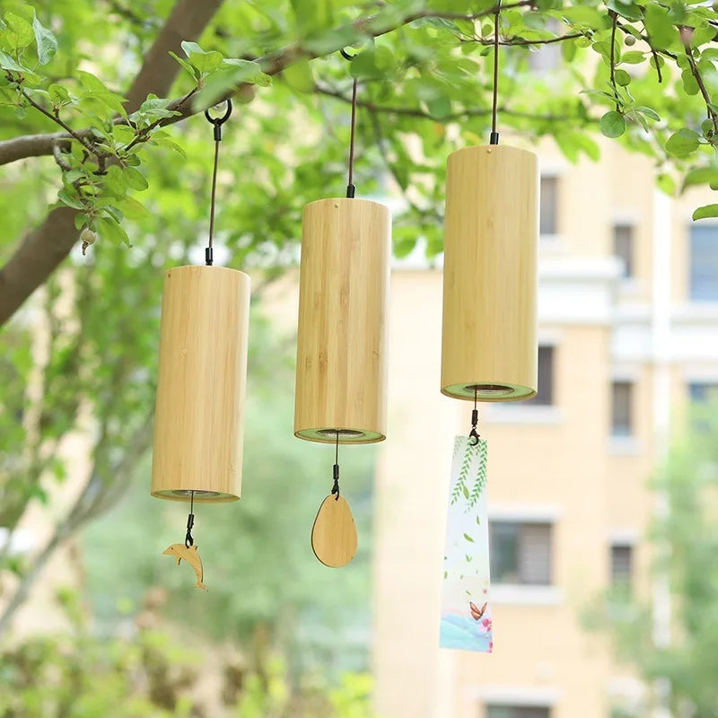 Chord Wind Chimes Japanese Hand Crank Retro Bamboo Meditation Sound