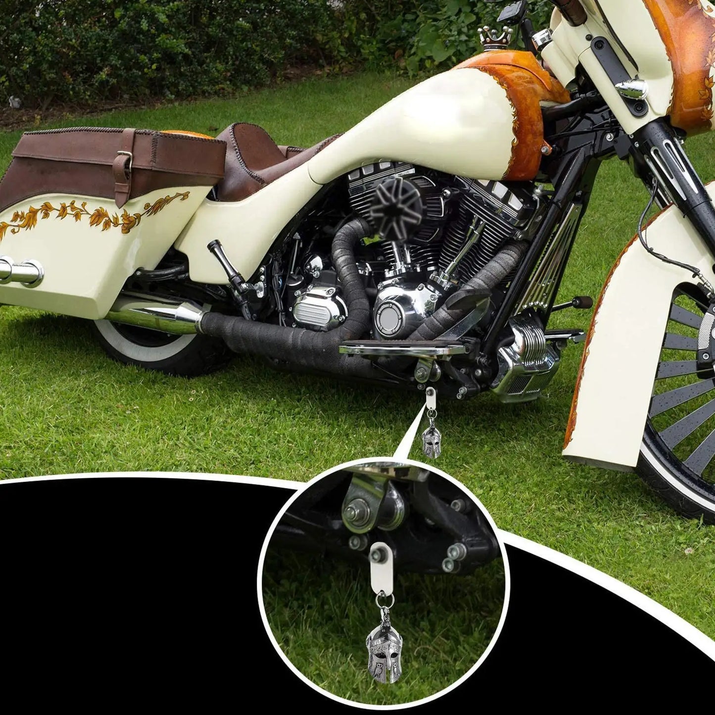 Roman Warrior Helmet Motorcycle Good Luck Bell Pendant Gift