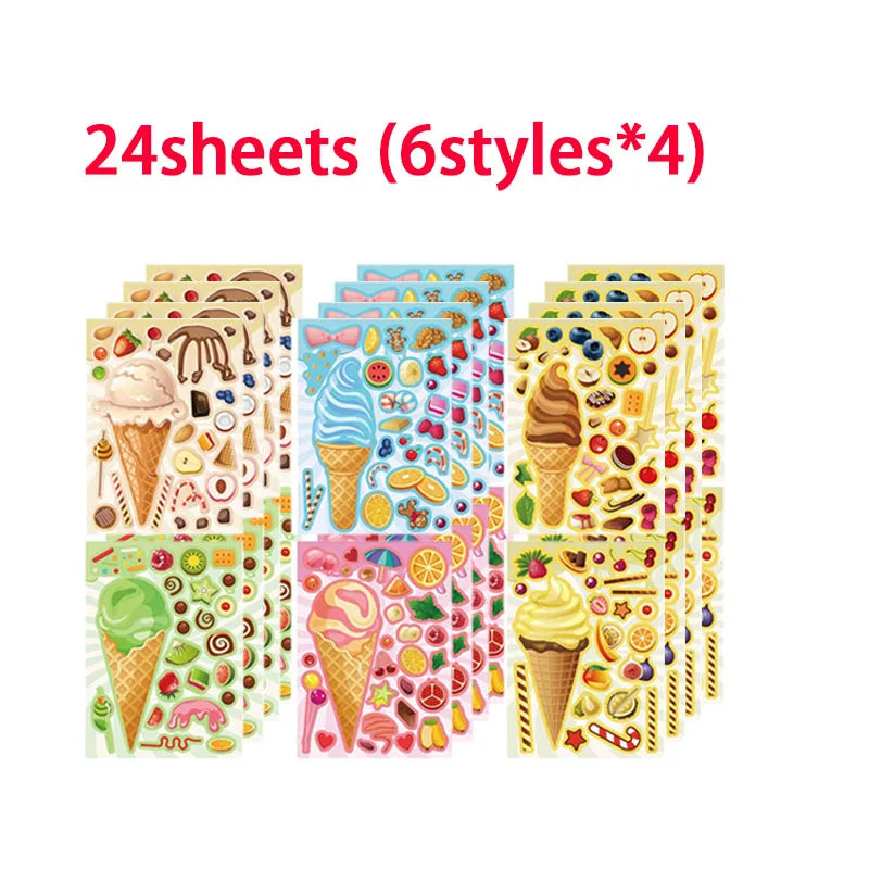 Cartoon Sweet Dessert Stickers Children DIY Toys Assembly Delicious