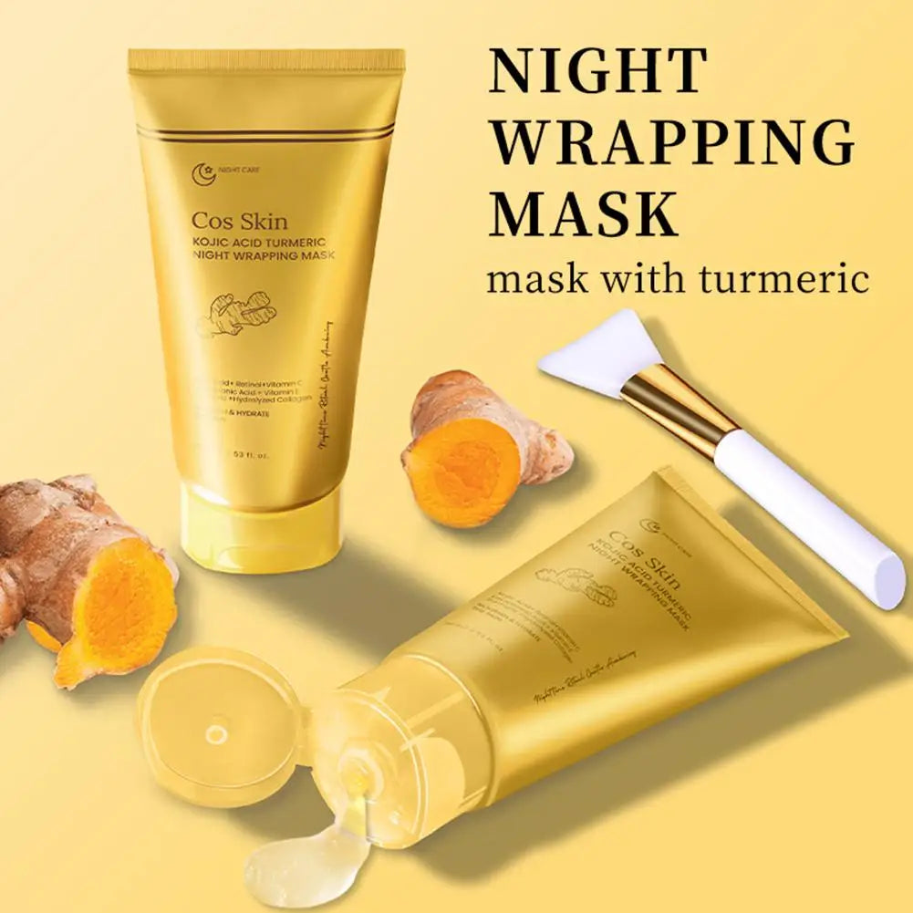 Kojic Acid & Turmeric Overnight Wrapping Peel-Off Mask – 75ml Brightening, Firming & Hydrating Night Mask Peaceful Pleasures Health and Wellness