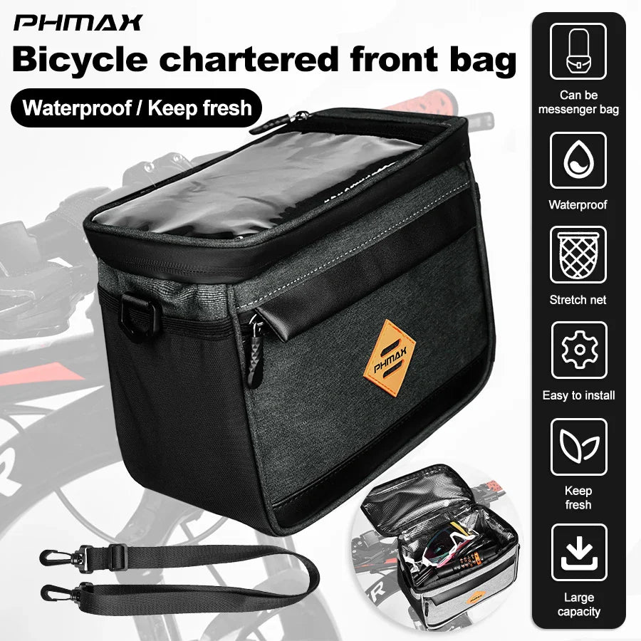 PHMAX 4.5L Waterproof Bicycle Front Bag | Touch Screen Phone Bag