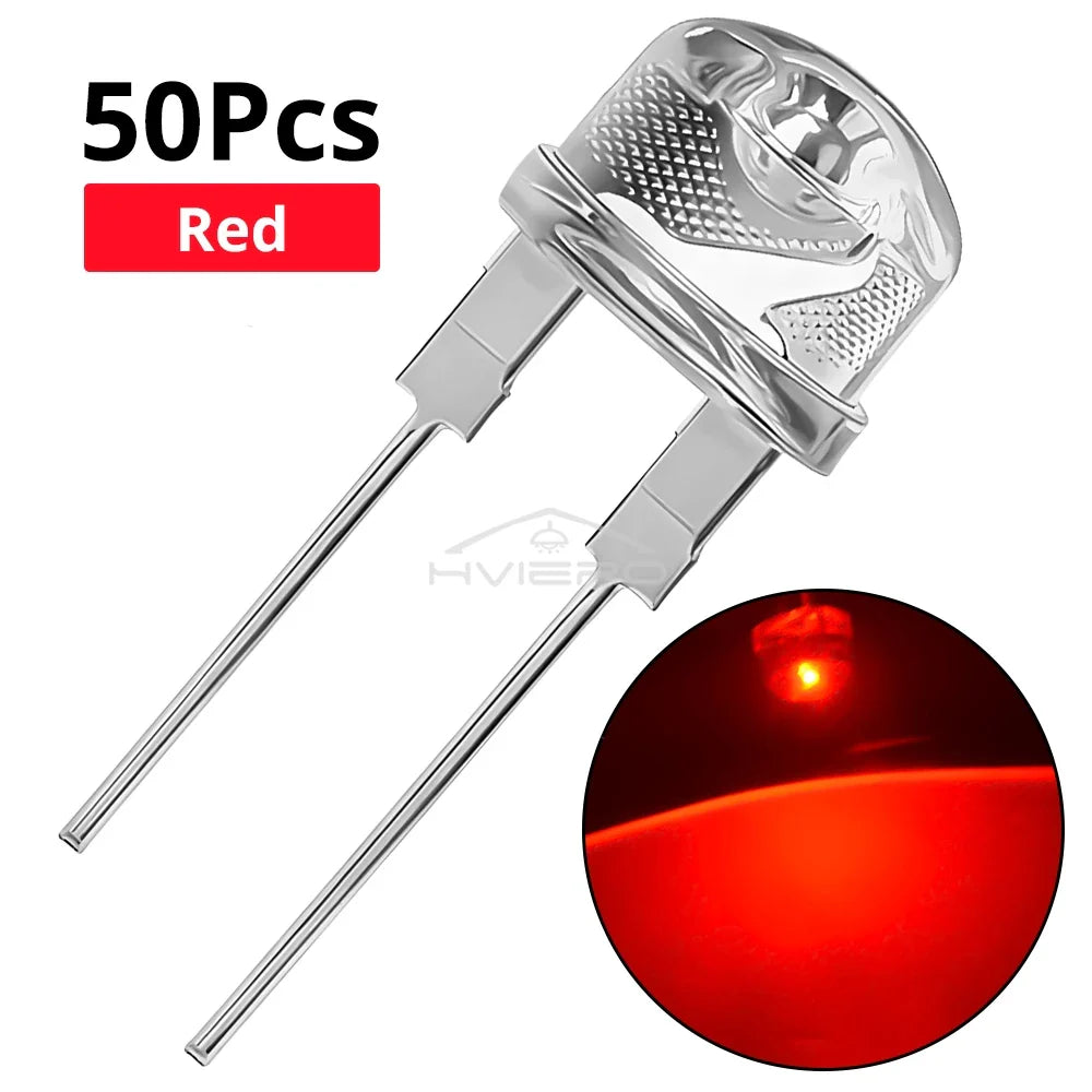 50Pcs 8mm Straw Hat LED Diode Beads – 6 Colors | DIY Lighting