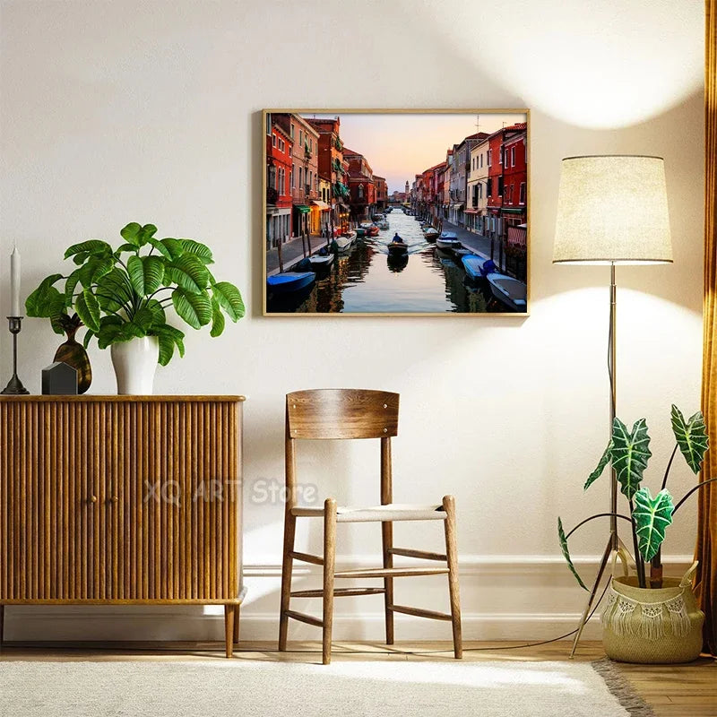 Famous Venice Italy Canvas Painting Wall Art Sunset Natural Scenery Pictures Posters and Prints for Living Room Home Decorati Peaceful Pleasures Health and Wellness