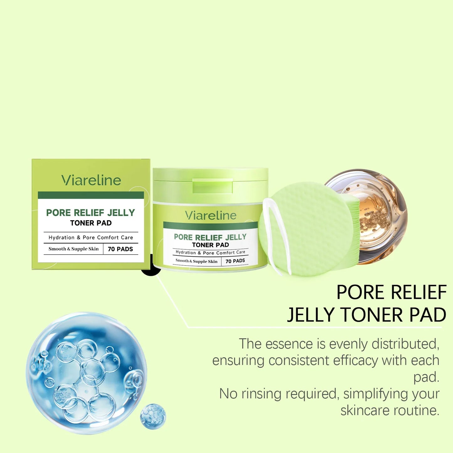Viareline Hydrating Calming Toner Pads 70pc | Pore Care