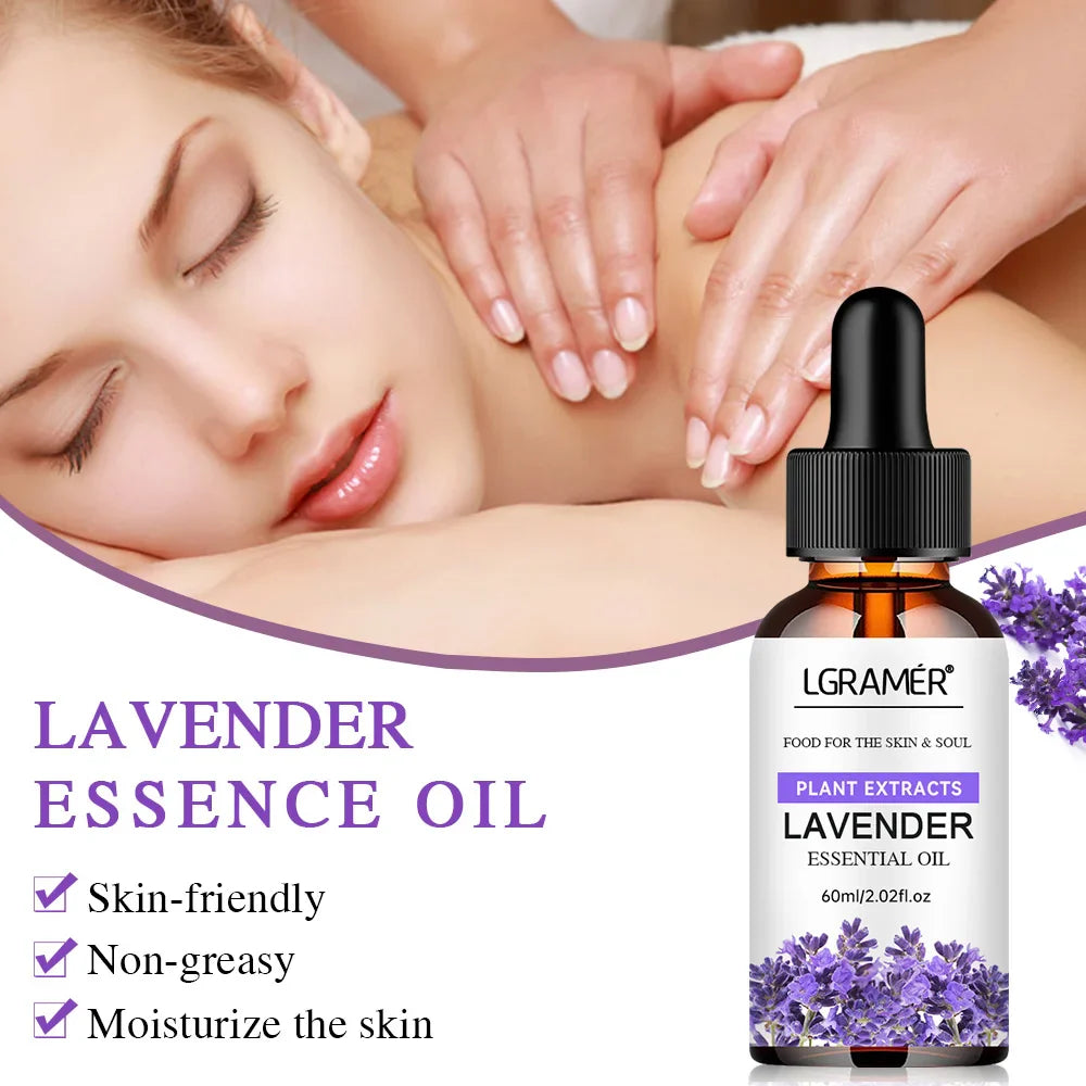 LGRAMER Lavender Essential Oil – Skin Care, Massage & Aroma