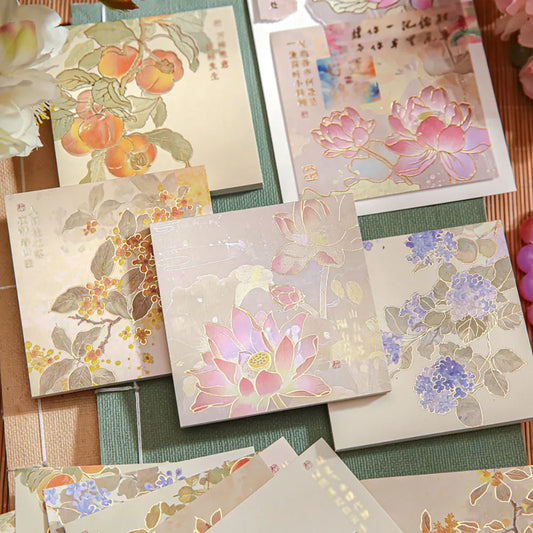 60 Sheets Fancy Flower Dream Stamping Sticky Notes Chinese Account Peaceful Pleasures Health and Wellness