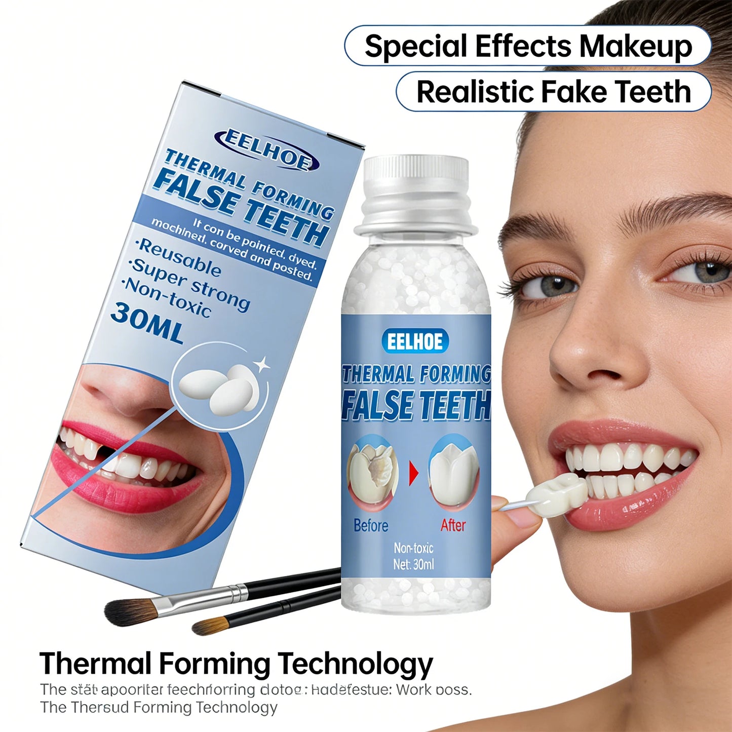 Thermal Forming False Teeth Quickly Filling Gap Between Teeth Avoid Dust Bacteria High Wear Resistance Shapeable Dental Adhesive Peaceful Pleasures Health and Wellness