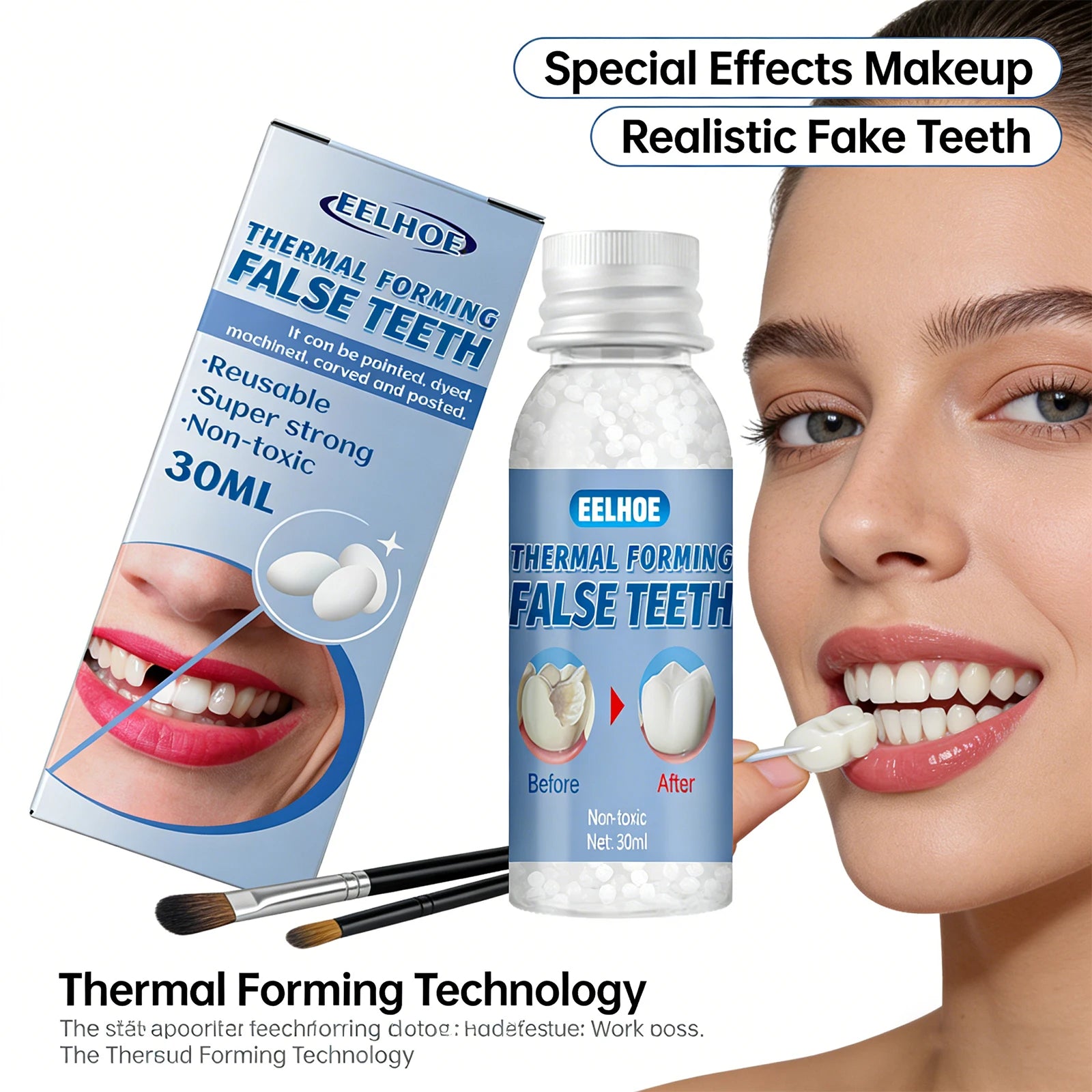Thermal Forming False Teeth Quickly Filling Gap Between Teeth Avoid Dust Bacteria High Wear Resistance Shapeable Dental Adhesive Peaceful Pleasures Health and Wellness