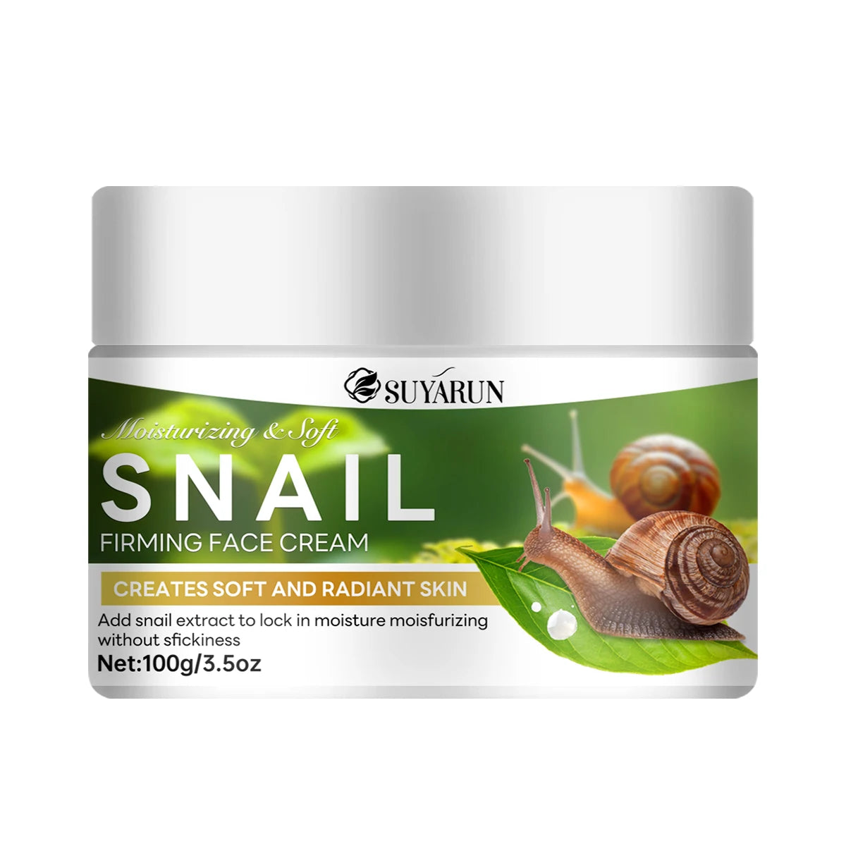 SUYARUN Snail Repair Cream with Aloe Vera & Plant Squalane, Anti-Aging Lifting Moisturizer, For All Skin Types. Peaceful Pleasures Health and Wellness 100g