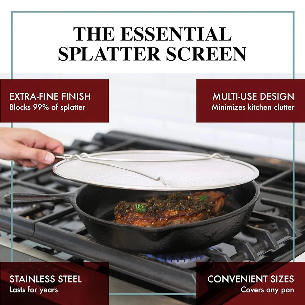 Stainless Steel Splatter Screen | Fine Mesh Oil Splash Guard