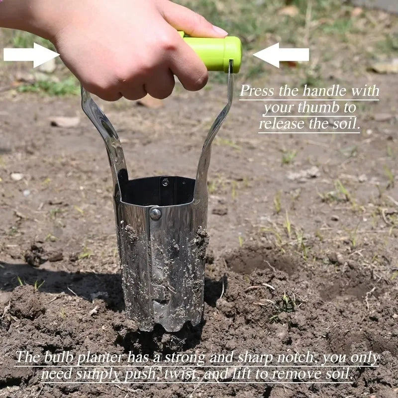 Stainless Steel Bulb Planter | Depth Marks & Ergonomic Handle