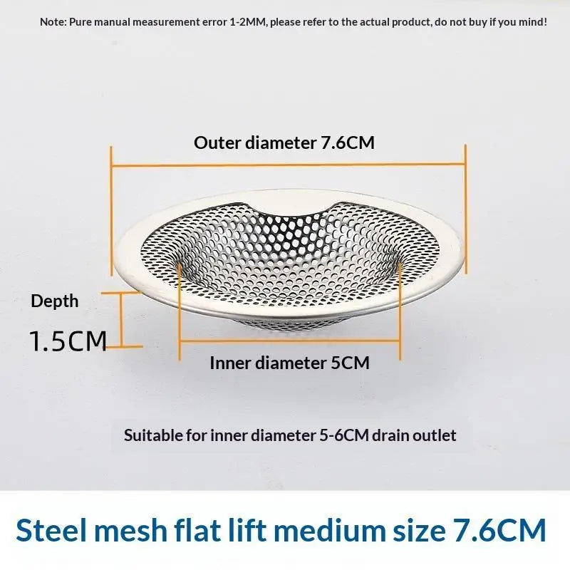 Stainless Steel Sink Drain Strainer Set | 3 Sizes Fine Mesh Sink Drain Strainer Peaceful Pleasures Health and Wellness L Silver
