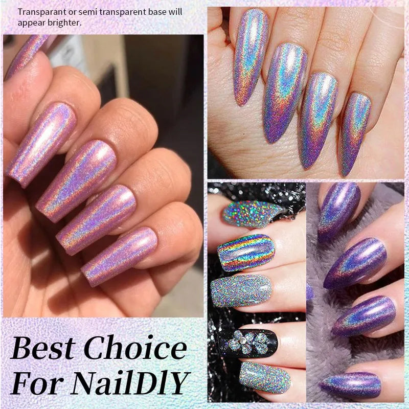 Holographic Nail Polish 7ml – Multichrome Rainbow Glitter Lacquer