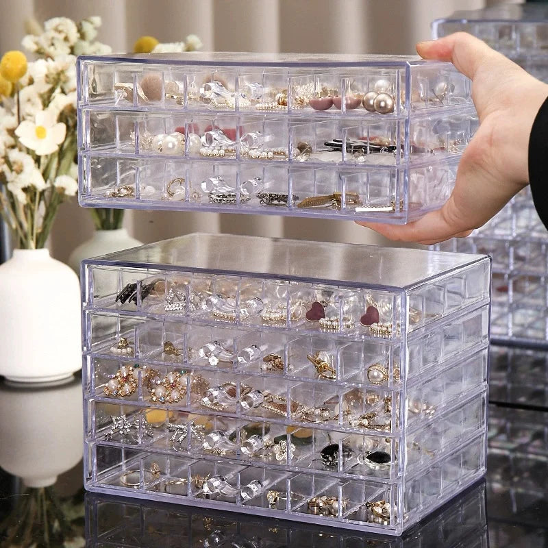 Acrylic Earring Storage Box | 3 & 5 Drawer Jewelry Organizer
