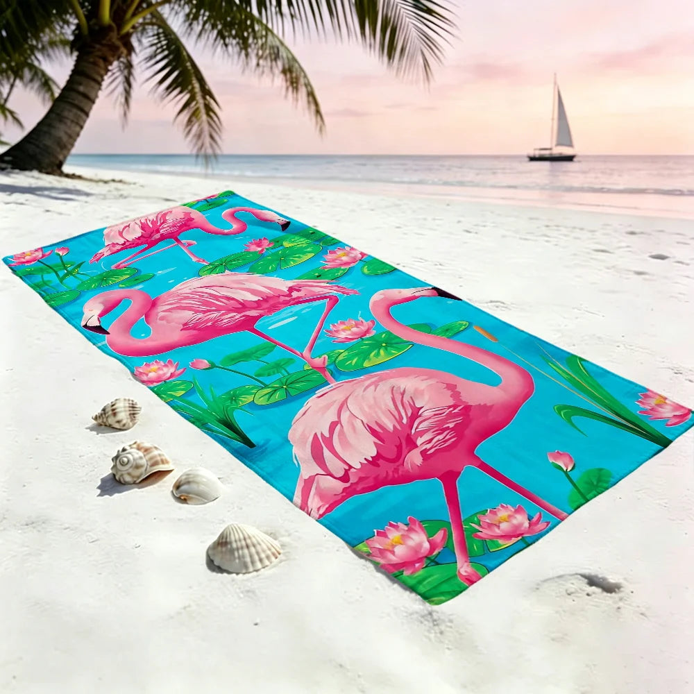 Flamingo Quick-Dry Beach Towel | Soft Pool & Travel Towel Quick-Dry Beach Towel Peaceful Pleasures Health and Wellness