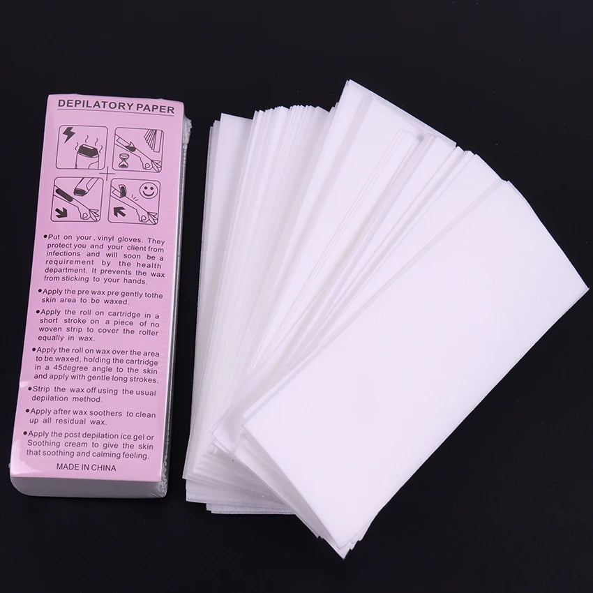 Alileader 100 Sheets Non Woven Wax Strips Body Facial Eyebrow Bikini Wax Strips For Hair Removal Large Size 2.8" * 7.9" Peaceful Pleasures Health and Wellness
