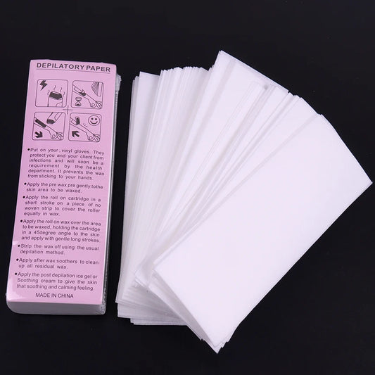 Alileader 100 Sheets Non Woven Wax Strips Body Facial Eyebrow Bikini Wax Strips For Hair Removal Large Size 2.8" * 7.9" Peaceful Pleasures Health and Wellness
