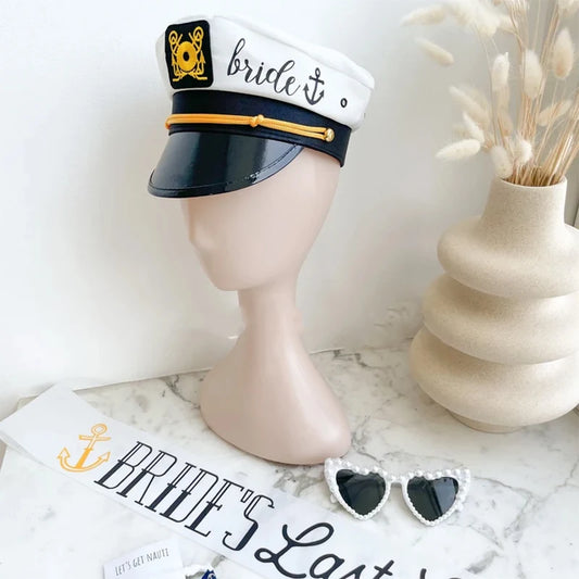 Nauti Bride Captain Hat & Sash – Nautical Bachelorette Party Bachelorette Party Set Peaceful Pleasures Health and Wellness