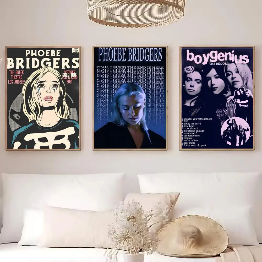 Phoebe Bridgers Poster – HD Waterproof Self-Adhesive Wall Art Music Wall Poster Peaceful Pleasures Health and Wellness