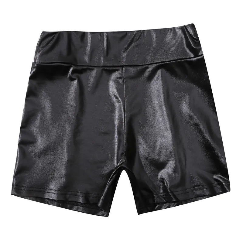 Sexy Nightclub Costumes Shorts Women PU Leather Shorts High Waist Solid Color Button Black Pants Fashion Summer Peaceful Pleasures Health and Wellness black XXL