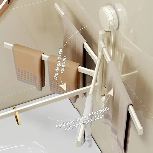 Drill-Free Suction Cup Rotating Double Towel Bar Rack Rotating Towel Bar Peaceful Pleasures Health and Wellness
