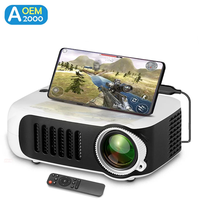 AUN A2000 Mini Portable Projector – 1080P LED Home Cinema Peaceful Pleasures Health and Wellness