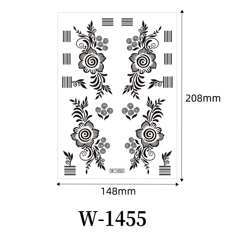 Black Henna Temporary Tattoo – Mandala Mehndi Body Stickers