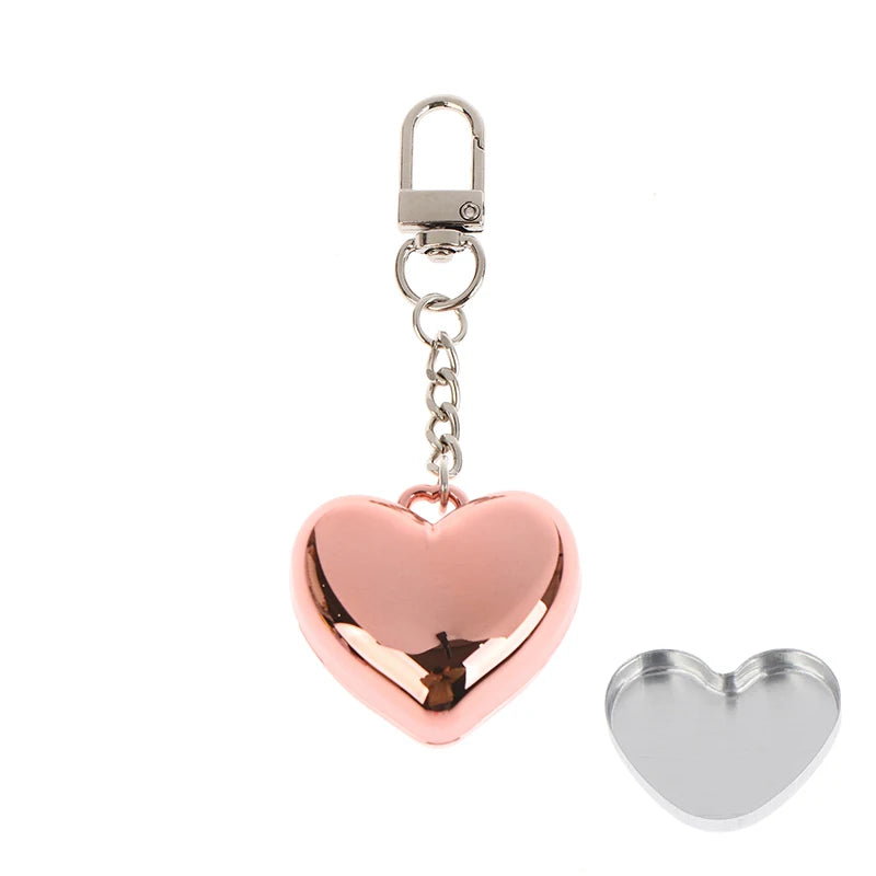 1Pcs Heart Shape Mini Empty Blush Powder Box Eye Shadow Container With Mirror And Aluminum Pan Key Chain Lipstick Case Packaging Peaceful Pleasures Health and Wellness Rose Gold Keychain