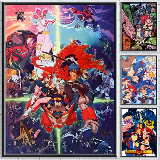 Anime G-Gurren Lagann Poster HD Self Adhesive Waterproof Wall Art Ideal for Home Office Dorm Bedroom Great Gift Peaceful Pleasures Health and Wellness