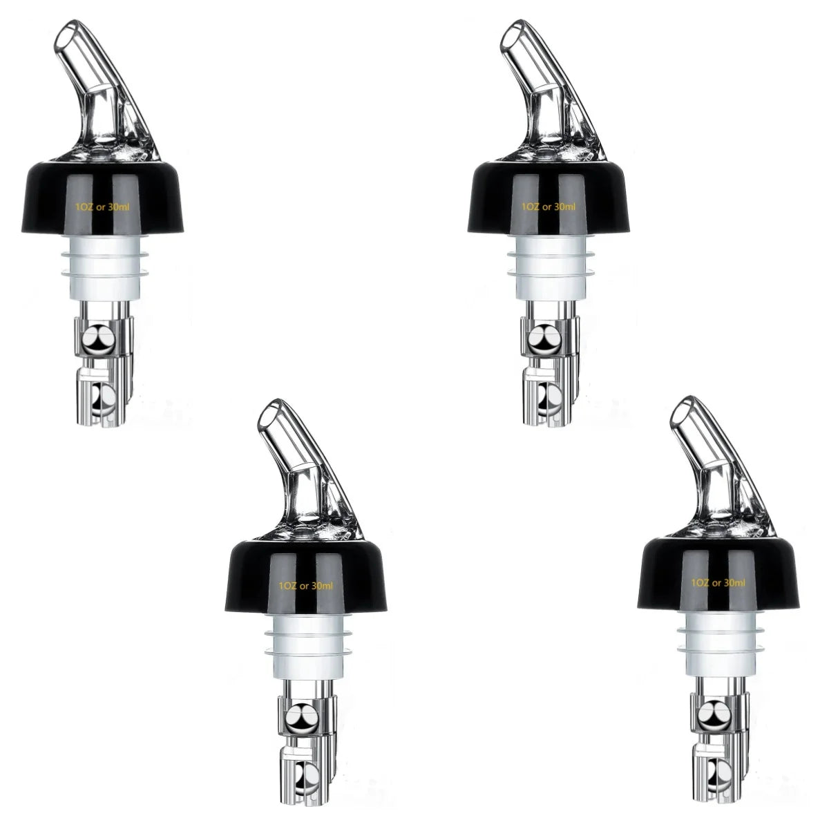 4 Different Measured Bottle Pourer Spouts Liquor Pourers Quick Shot Spirit Driinks Wine Cocktail Whiskey Dispenser Bartender Peaceful Pleasures Health and Wellness 4PCS 30ml