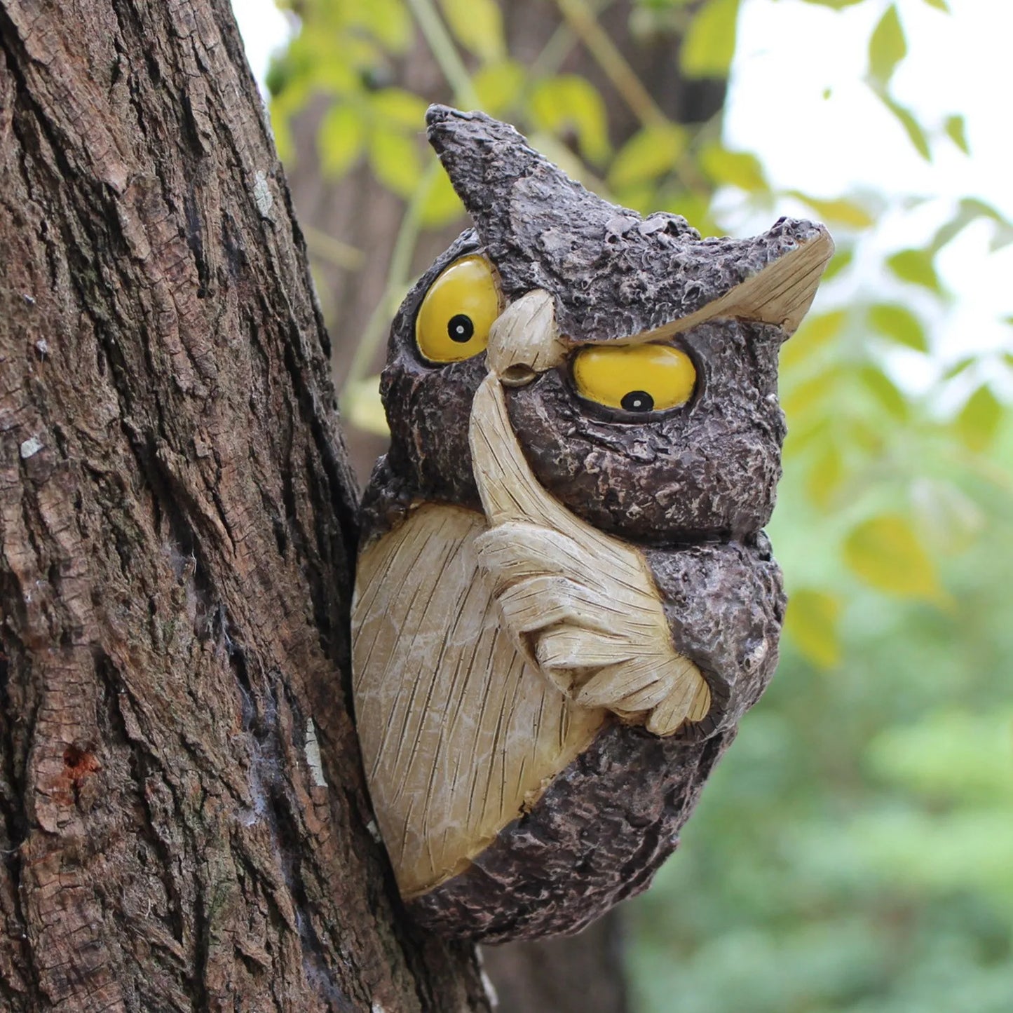 Owl Tree Hanging Garden Ornament – Resin Animal Decoration