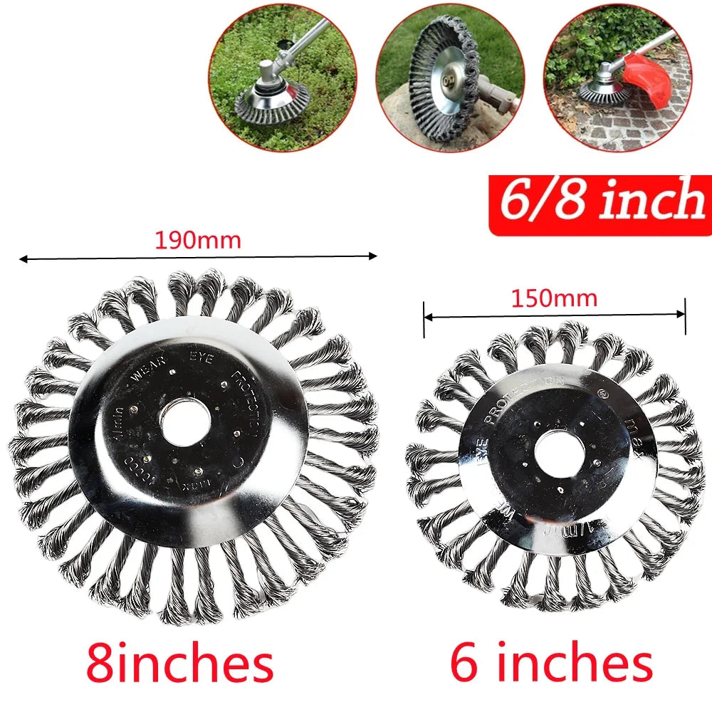 6/8 Inch Steel Wire Weed Brush Cutter Head | Universal Trimmer Peaceful Pleasures Health and Wellness