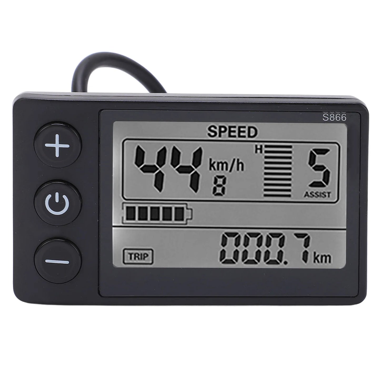 Electric Bike LCD Display Meter Lightweight Electric Bike LCD Display Large Screen ABS 24V 36V 48V for 22.2mm/0.9in Handlebar Peaceful Pleasures Health and Wellness black