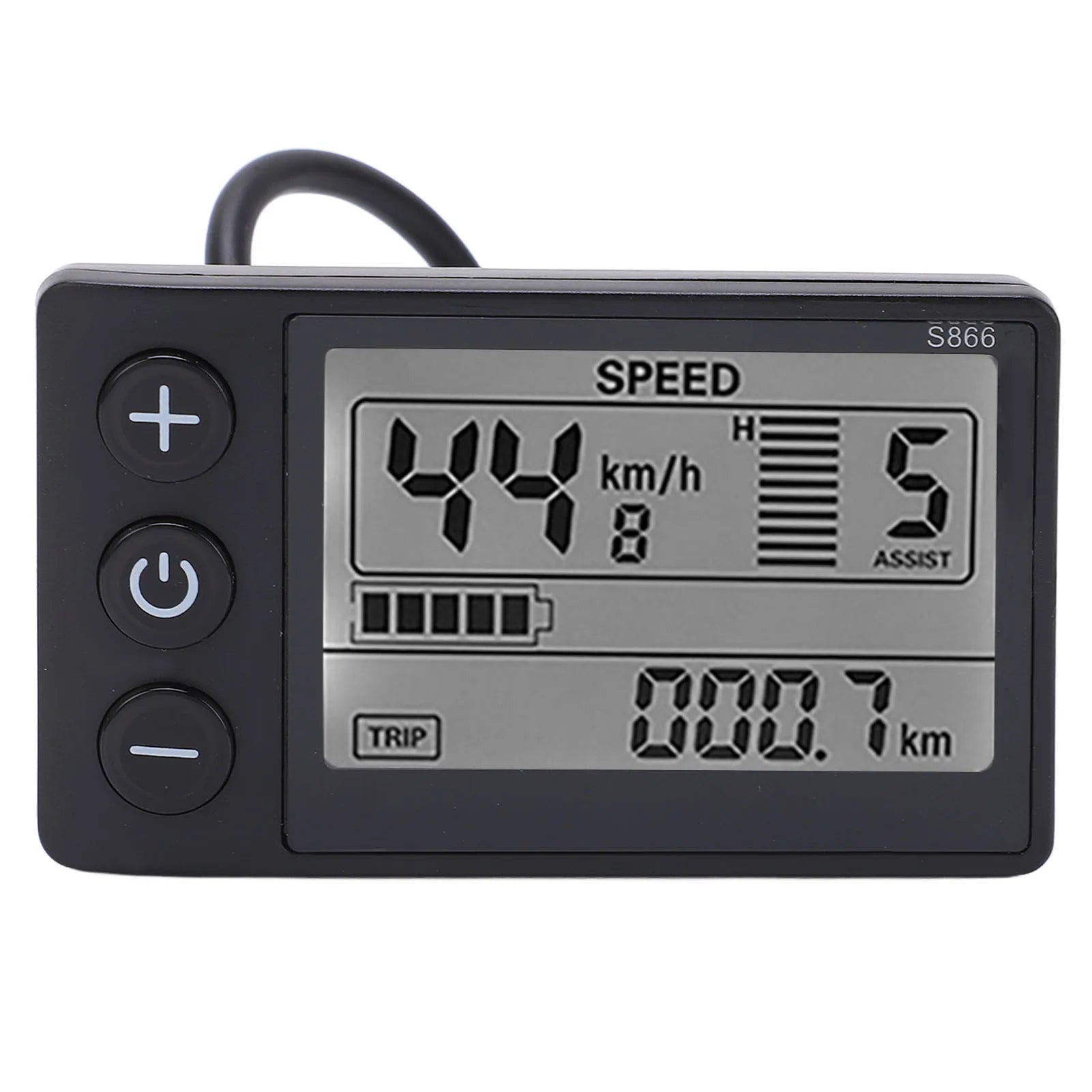 Electric Bike LCD Display Meter Lightweight Electric Bike LCD Display Large Screen ABS 24V 36V 48V for 22.2mm/0.9in Handlebar Peaceful Pleasures Health and Wellness black
