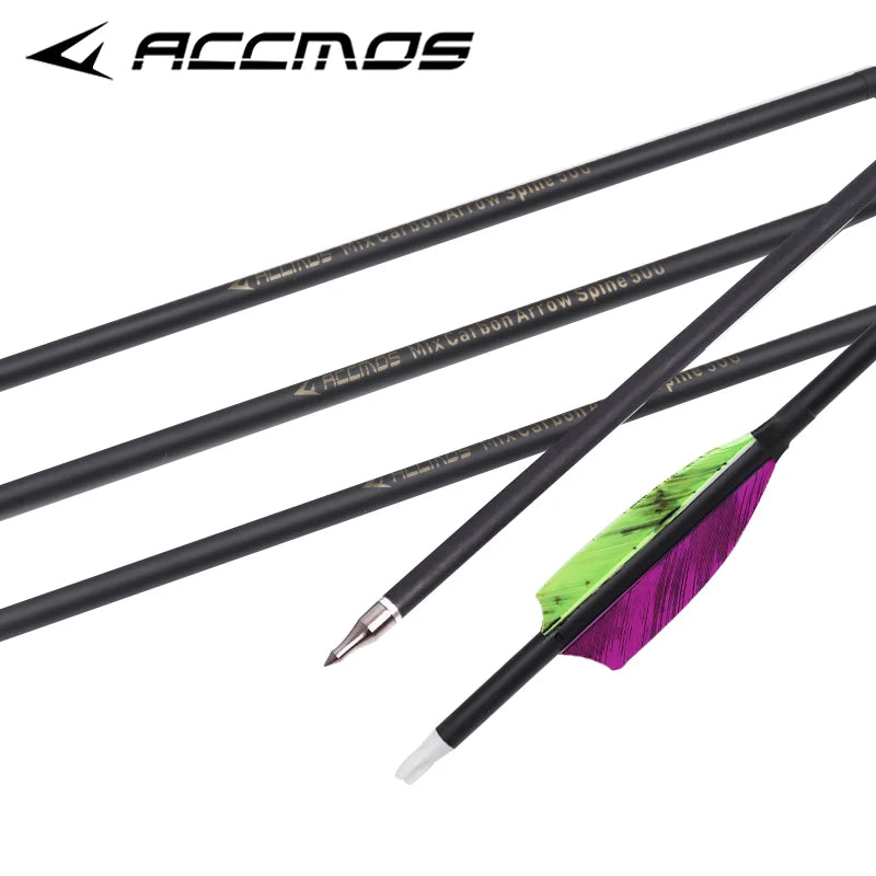 6 ID6 Sp500 Archary Carbon Arrows Turkey Feather 100 125gr Tips