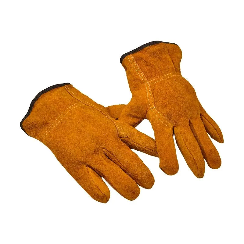 3/5/10 Pairs Labor Protection Work Gloves Soft Cowhide Welding Safety Protection Wear-Resistant Insulated Welding Gloves Peaceful Pleasures Health and Wellness 3pairs