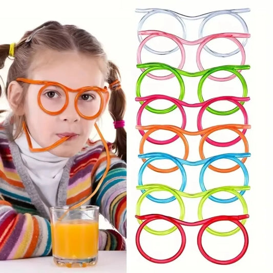 Silly Straw Glasses,Novelty Loop Eyeglasses Straw Fun Party Drinking Straw Eye Glasses for Annual Meeting Parties Birthday Peaceful Pleasures Health and Wellness