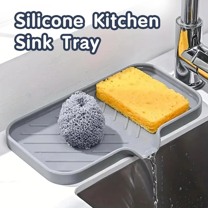 Silicone Faucet Mat Kitchen Sink Tray Soap Dispenser Sponge Drain Pad Sink SplashDrying Mat Countertop Storage Tray SoapTray Peaceful Pleasures Health and Wellness