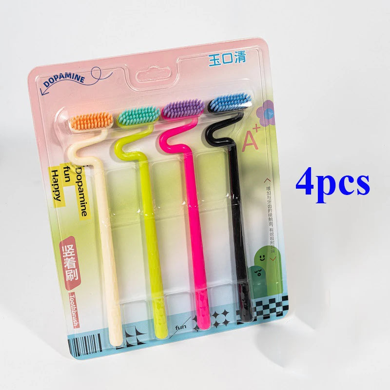 Adult Soft Bristle Wide Head S Shape Vertical Bass Toothbrush 4 Pack Oral Care Premium Manual Dental Brush Teeth Cleaning Tools Peaceful Pleasures Health and Wellness 4 pcs