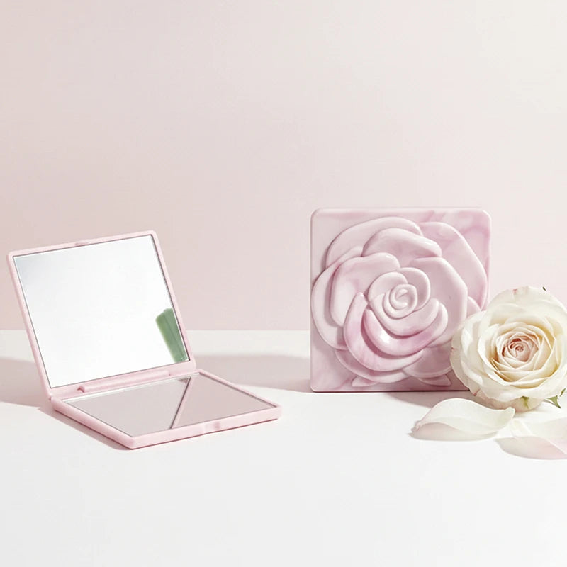 Retro Rose Double-Sided Pocket Compact Mirror | Makeup Tool
