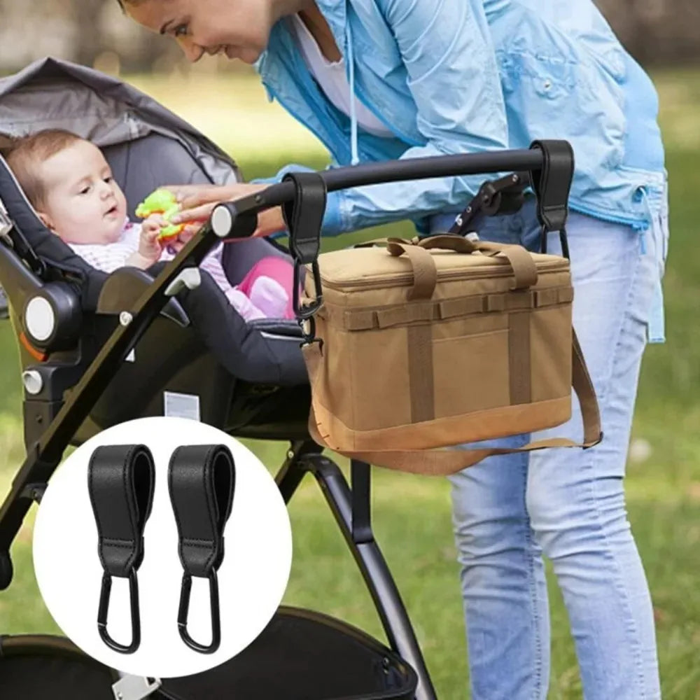 360° Rotatable PU Leather Baby Stroller Hook | Pram Organizer
