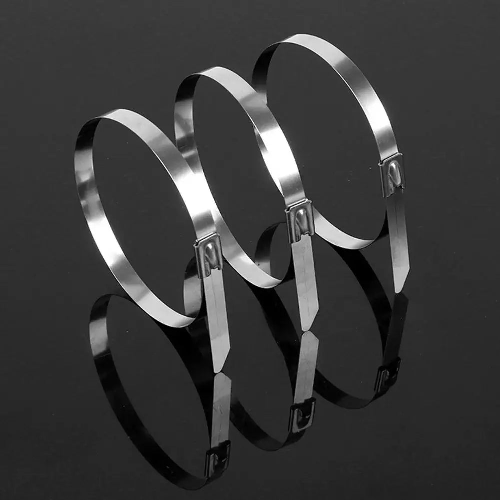 100PCS Metal Cable Ties Self Locking Stainless Steel Ties Strap Reusable Heavy Duty Cables Tie Fastening Rings For Exhaust Pipe Peaceful Pleasures Health and Wellness