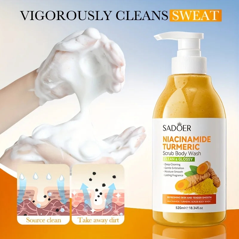 SADOER Niacinamide Turmeric Scrub Shower Gel 520ml