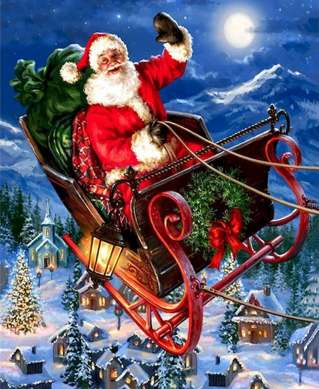 Santa Claus Diamond Painting Kit with Frame | Christmas Art