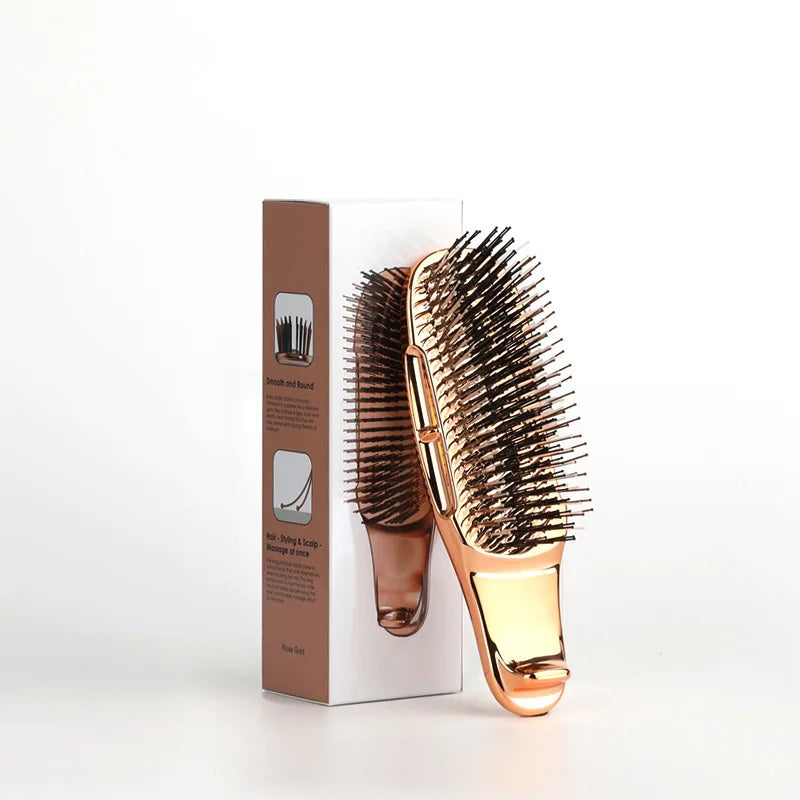 Comb Hair, Meridian Massage, Scalp Cleaning and Care, Dry and Wet Dual-use Portable Hair Comb Barber Accessories Peaceful Pleasures Health and Wellness Rose Gold - B
