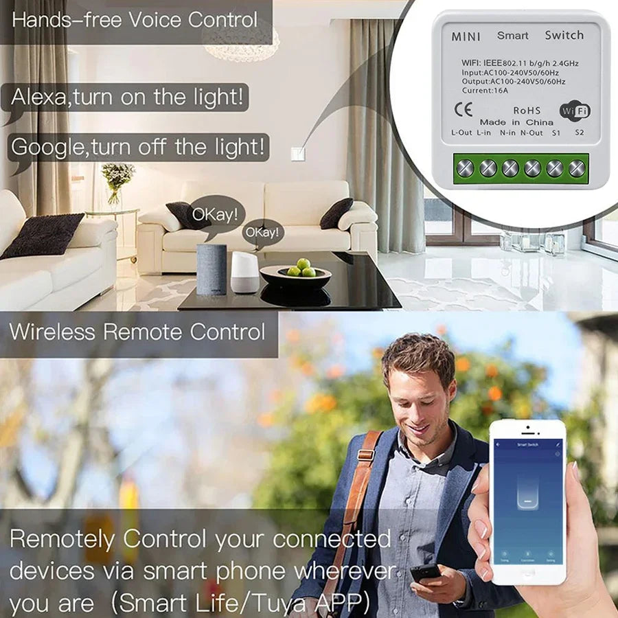 Tuya Smart WiFi Switch 16A 20A Breaker RF433Mhz Relay Module 2-way Control Smart Life APP Remote Support Alexa Google Home Peaceful Pleasures Health and Wellness