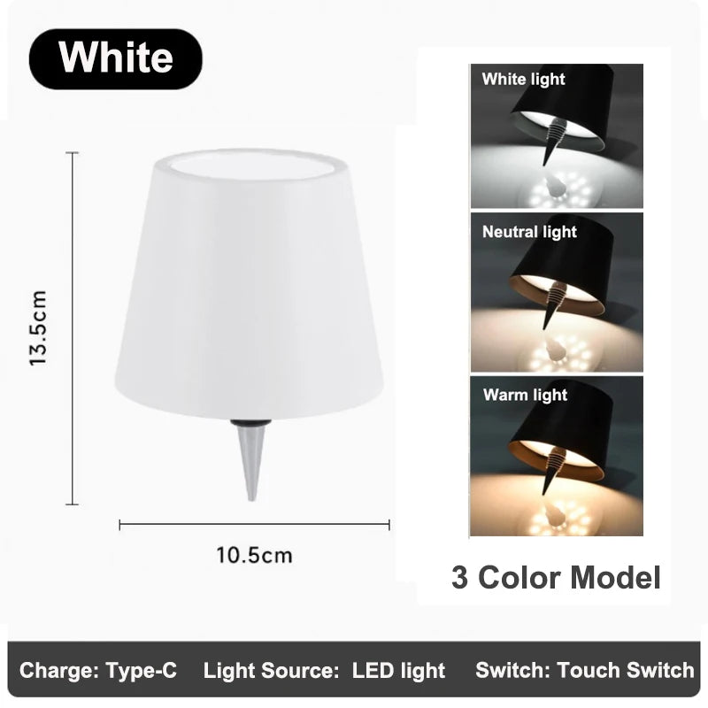 Rechargeable Table Lamp LED Touch Sensor Desktop Night Light Wireless Reading Lamp for Restaurant Hotel Bar Bedroom Decor Light Peaceful Pleasures Health and Wellness C Style- 3 Colors