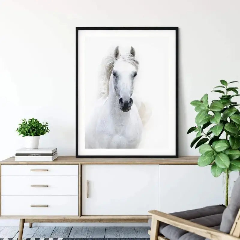 Black and White Horse Portrait Poster Print Canvas Painting Horses Running Animal Wall Picture for Farmhouse Room Home Decor Peaceful Pleasures Health and Wellness