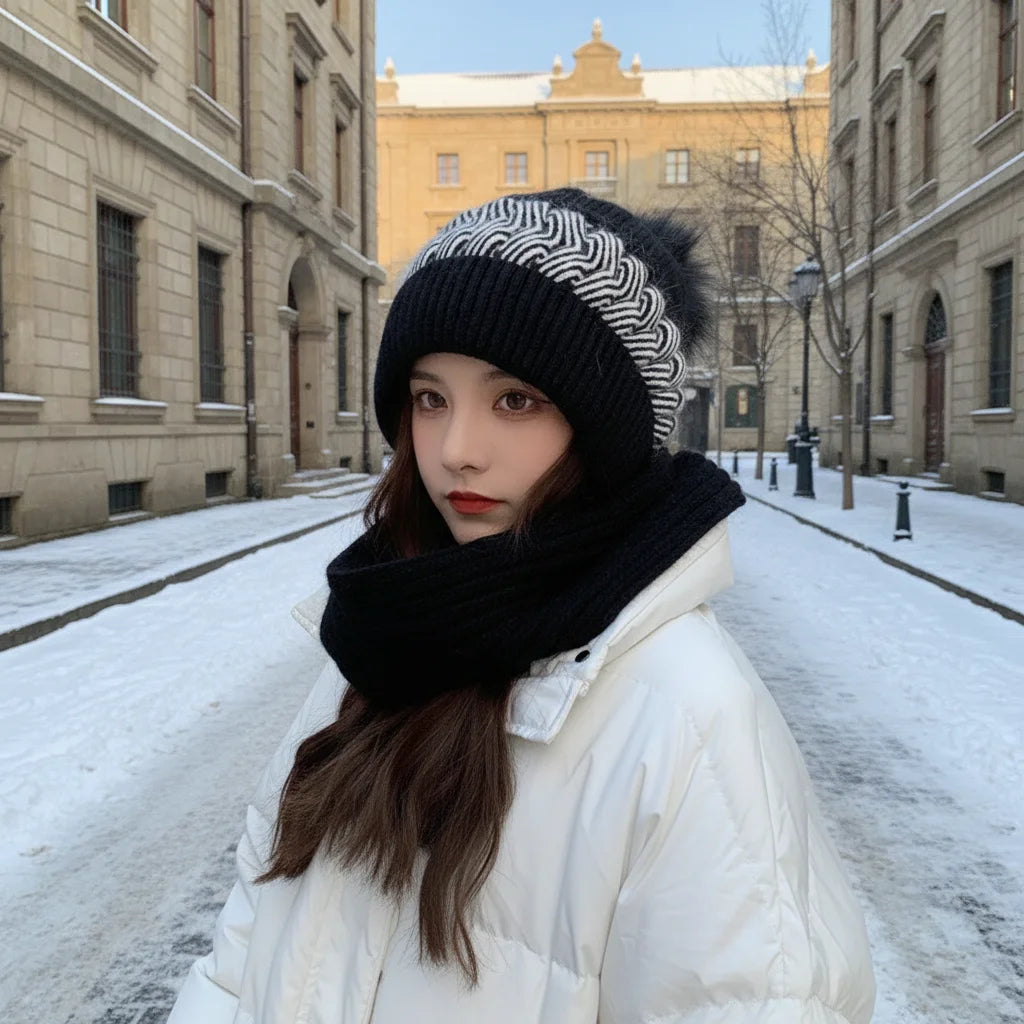 Winter Warm Knitted Hat for Women Thickened Soft Yarn Outdoor Cycling Cap Windproof Earflap Peaceful Pleasures Health and Wellness