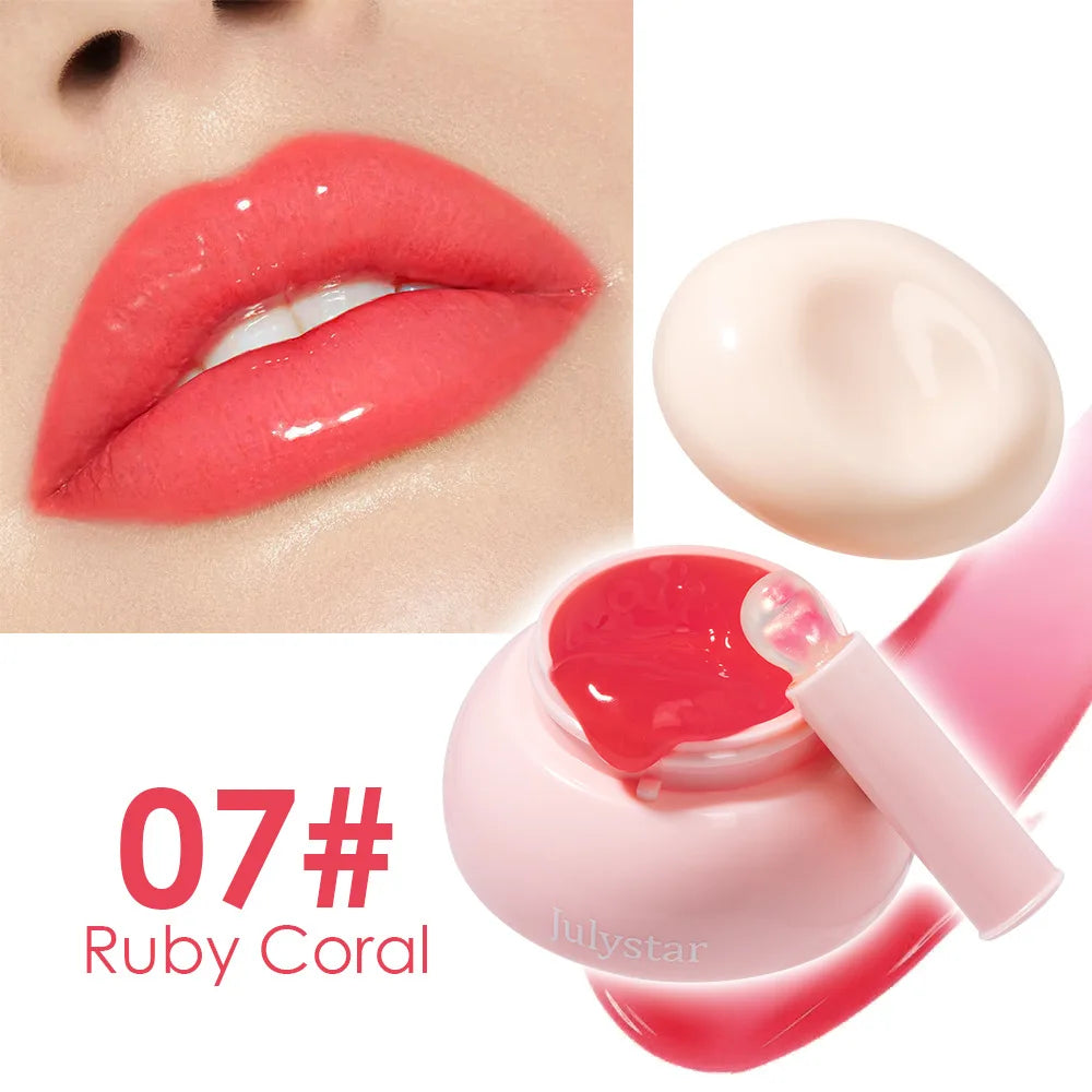 8-Color Jelly Lip Gloss & Cheek Tint | Hydrating Mirror Glaze